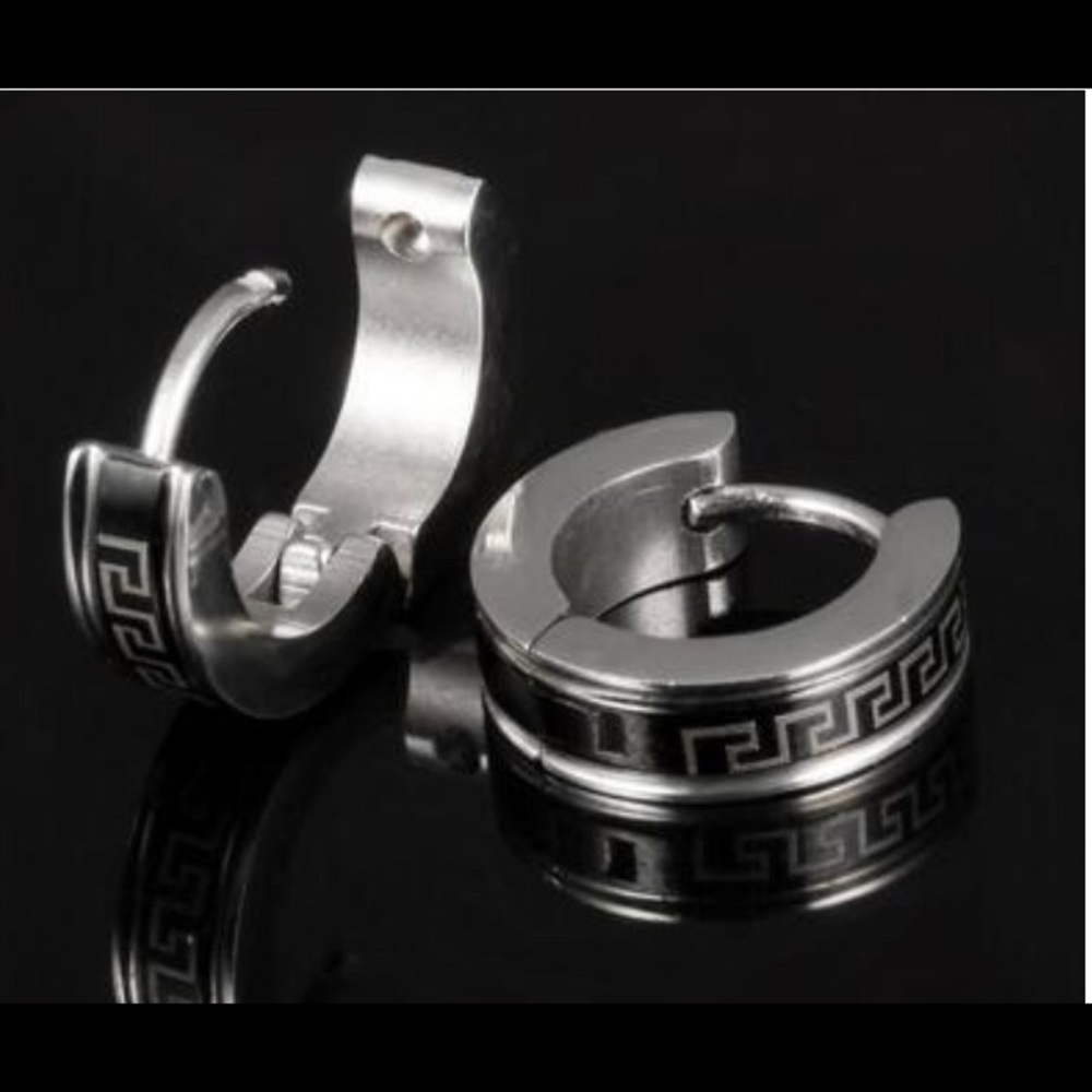 Greek Key Huggies - Picture 2 of 2